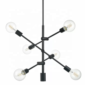 SIMIG Design de Style Simple avec Bâton 6 Lumière en Verre Spoutnik Lustre Transitionnel Linéaire Moderne Noir pour Éclairage Domestique - Product Image 1