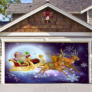 Elk Père Noël Toile de Fond Suspendue Bannière Toile de Fond pour Porte de <span class=keywords><strong>Garage</strong></span> Décorations de Noël <span class=keywords><strong>Garage</strong></span> Décoration Murale Toile de Fond - Product Image 4