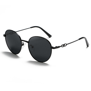 Gafas de Sol Polarizadas de Estilo Europeo Americano, Unisex, Montura Metálica Negra, Protección UV400 Tipo 3, Lentes TAC - Product Image 1