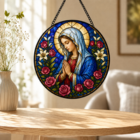 Attrape-soleil en mosaïque de verre teinté personnalisé, résistant aux rayures, pour cadeau d'occasion sacramentelle, ange soufflant une trompette