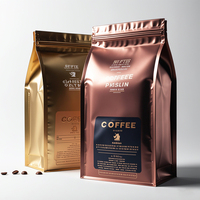 Emballage de grains de café en plastique PE refermable et réutilisable avec logo personnalisé imprimé, fond en aluminium, fermeture à glissière