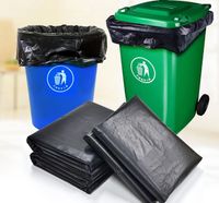 Grands sacs poubelle jetables en maille PE résistants de 13, 39, 55 gallons, 120 litres, sacs poubelle noirs imprimés en gravure