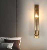 Lampe murale moderne simple fer aluminium verre chambre lit allée couloir E14 ampoule dorée