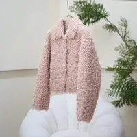 Nouvelle Veste Courte en Laine et Fourrure de Mouton Pure Couleur Slim à Boutons pour Femme 2026 JT603