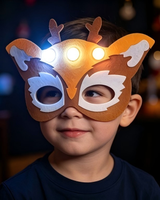 Masque de renne en feutre à LED clignotantes, masque animal lumineux à 3 lumières pour enfants, Noël, Halloween, cosplay, fêtes