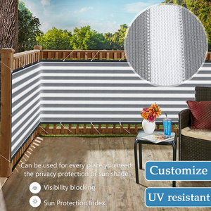 Voile d'ombrage rayé en HDPE <span class=keywords><strong>avec</strong></span> œillets pour terrasse extérieure, balcon, clôture, protection UV, <span class=keywords><strong>brise</strong></span>-<span class=keywords><strong>vent</strong></span> de jardin - Product Image 6