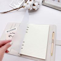 Reliure à anneaux souple A5 personnalisée, couverture en cuir PU blanc et stylo