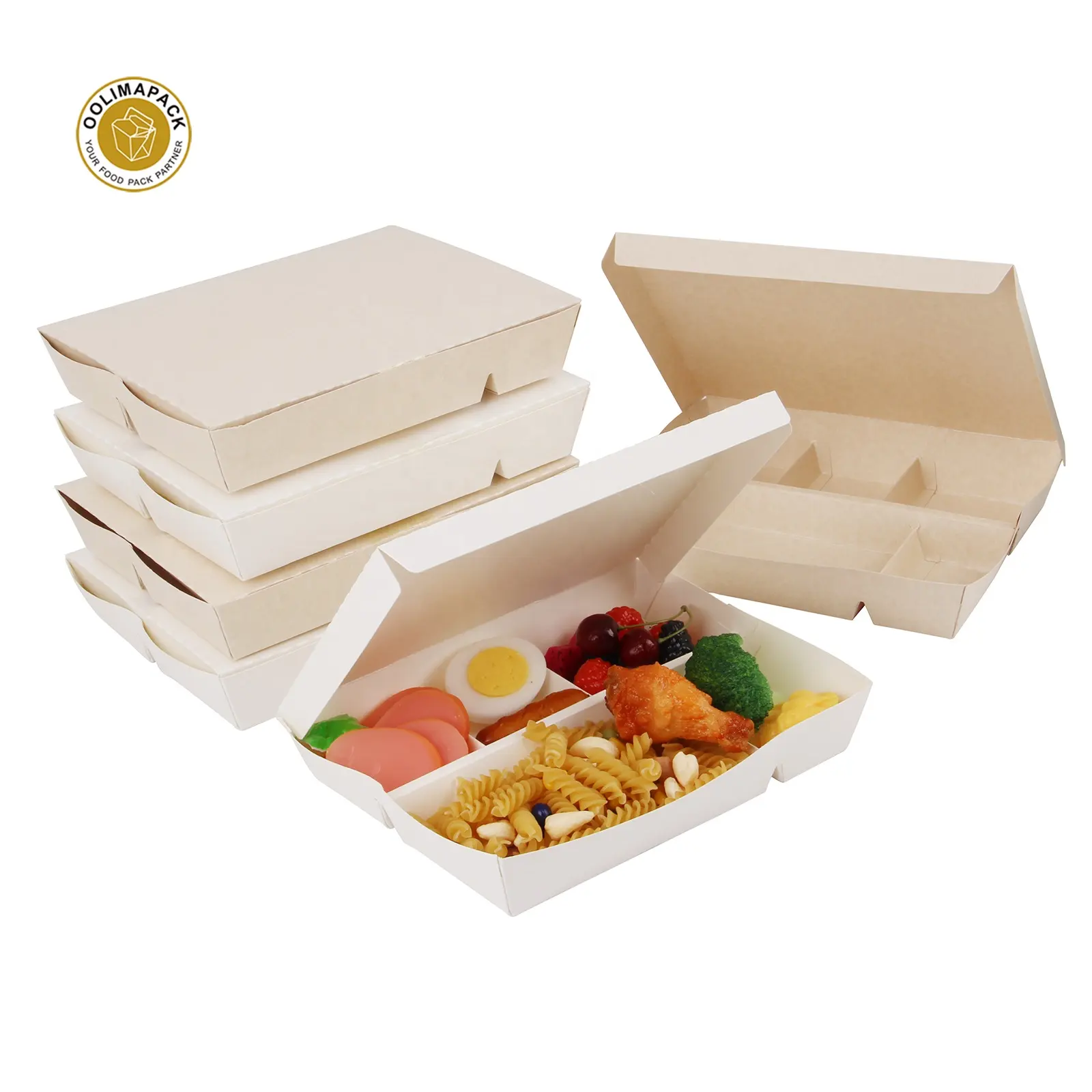 Wegwerp 5 Compartimenten Rechthoek Gevouwen Papier Sushi Lunch Bento Box Container Met Deksel
