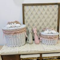 4 paniers à linge écologiques en osier de style quotidien pour enfants, jouets en peluche robustes et durables, couverture décorative, doublure intérieure détachable.