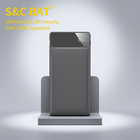 Vente en gros d'usine, batterie externe Li-polymère 10000mAh 22.5W PD avec écran LED, double USB C, mince, portable, pour utilisation en extérieur, chargeur avec logo OEM