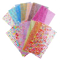Selbstklebende Glitzer-Strass-Steine Runde Plastik-Edelsteine 5 Blätter 3-6mm Bastelzubehör für Karten Rahmen Nageldekoration