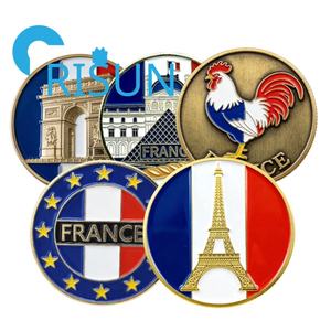 Pièces <span class=keywords><strong>de</strong></span> monnaie personnalisées en métal émaillé 3D, souvenirs <span class=keywords><strong>de</strong></span> Paris, France, pour cadeaux et défis, vente en gros - Product Image 1