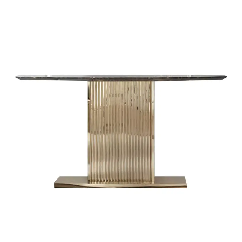 Italian design luxury living room furniture stainless steel natural marble top mirror console table