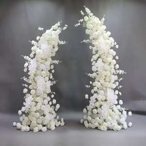 Arche de fleurs artificielles 2024 en promotion : roses bleues en soie et verdure pour décoration de mariage - Product Image 2