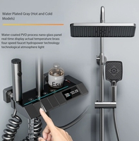 Ensemble de pommeau de douche pressurisé à affichage numérique poli Jet de pluie doux bouton de piano multifonctionnel résistant à l'usure pour les ménages