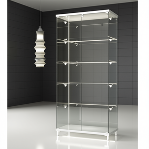 Vitrina Moderna de Vidrio 85x45x190cm, Puertas con Bisagras y Cerradura en Blanco Brillante, Estantes Ajustables en Altura, Iluminación LED - Product Image 3