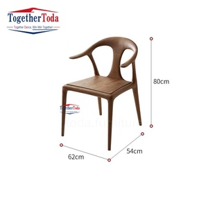 Chaise en bois massif durable avec dossier stable, couleur bois naturel, structure en bois de caoutchouc, noyer noir, chaise à bec de canard - Product Image 6