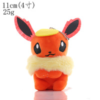 Peluche Pikachu Pokémon multicolore de 4 pouces, mignonne et douce, jouet en peluche Kawaii, porte-clés pour sac d'école, dessin animé