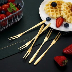 Stainless Steel Fruit <b>Forks</b> Small Household Dessert <b>Forks</b> For Party And Cake Serving Solid Color Disposable Cutlery - Product Image 1