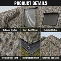 Tente gonflable imperméable à colonnes d'air, camouflage woodland, grand abri de camping pour 5+ personnes, PVC, pour événements extérieurs, urgence, installation rapide