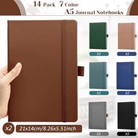 Carnets à couverture rigide personnalisables avec reliure cousue, pages lignées larges, doublure en cuir PU et porte-stylo