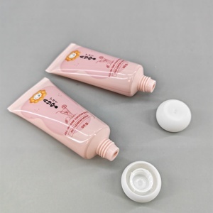 Tube de dentifrice rose rond 50g, emballage cosmétique pour soins de la peau avec design de dessin animé, bouchon à vis blanc pour soins personnels - Product Image 5