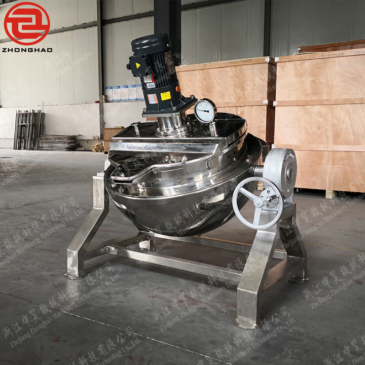 Factory Industrial Cooking Kettle Directly Gas Electric Heating Stirring Food Process Jams Jam Jacketed Cooker with Mixer