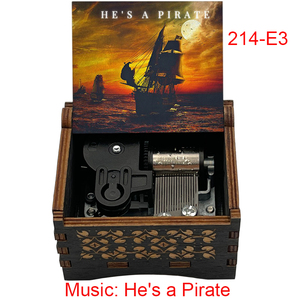 Caja de Música de Madera Vintage con Mecanismo de Cuerda, Diseño de Pirata, Regalo Especial y Lindo para Amigos, Cumpleaños, Navidad - Product Image 1