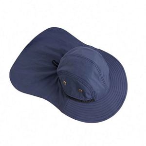 Chapeau de pêche unisexe en nylon et polyester UPF50+ avec logo personnalisé, large bord, maille respirante et protection nuque, idéal pour l'extérieur, les voyages et l'été – Vente en gros - Product Image 4