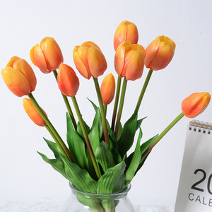Handmade Artificial Flower 5 Branch Bundle High End Real Touch Faux Flower Bouquet Soft Rubber <strong>Tulip</strong> for Home Desktop Decoration - Product Image 2