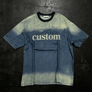 T-shirt surdimensionné personnalisé effet délavé pour homme, style streetwear, en coton, manches courtes, col rond, avec lettres - Product Image 1