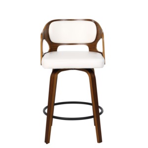 Ghế quầy bar xoay hiện đại bằng da, khung gỗ óc chó, bọc nệm, dùng cho phòng ăn, phòng ngủ, nhà bếp, phòng khách - Product Image 2