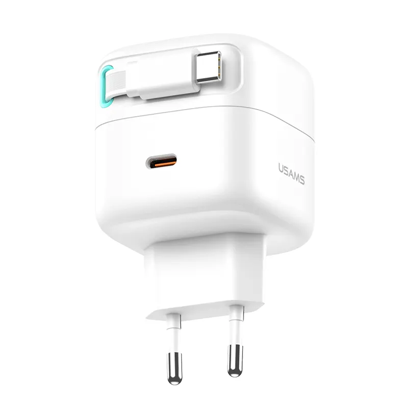 Usams mới đến pd35w gan Loại C tường 35W thông minh từ có thể thu vào cáp USB sạc nhanh cho iPhone máy tính xách tay đồng hồ