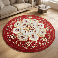 Tapis en nylon imprimé à la machine, forme ronde, haute qualité, rouge, pour salon, prix de gros, décoration intérieure, tapis épais