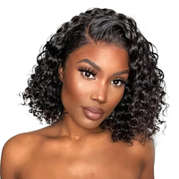 8 pouces de profondeur bouclés coupe courte Bob perruques cheveux humains Bob dentelle frontale perruque, dentelle frontale perruques sans colle
