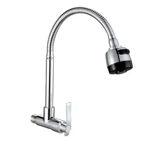 manufacturer Wholesale copper wall mounted horizontal single faucet quick opening household rotating kitchen faucet