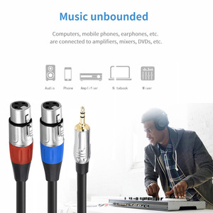 Bochara 3.5mm stéréo <span class=keywords><strong>Jack</strong></span> mâle vers double <span class=keywords><strong>XLR</strong></span> <span class=keywords><strong>femelle</strong></span> OFC câble Audio feuille + tressé blindé Audio professionnel 1m 2m 3m - Product Image 5