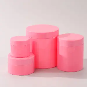 50ml 100ml 150ml 200ml 250ml 300ml 400ml 500ml Rỗng màu trắng hồng Pet nhựa Jar container cho thực phẩm mỹ phẩm với nắp màu hồng