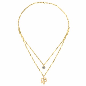 Collar de mariposa de moda, collar de doble cadena, tipo joyería, collar con colgante de oro, cadenas corporales para mujer - Product Image 3
