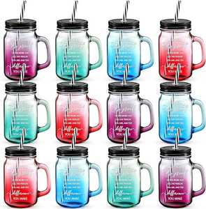 Vente en gros de gobelets en verre personnalisés de 16 oz avec couvercle et paille, idées de cadeaux de Noël inspirants <span class=keywords><strong>pour</strong></span> les collègues - Product Image 1
