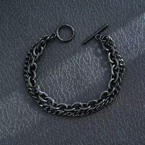 Vente en gros de bracelets pour hommes en acier inoxydable, style hip-hop, chaîne cubaine torsadée, fermoir mousqueton, noir NK - Product Image 5