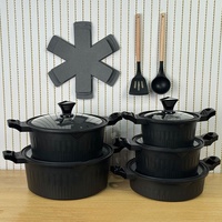 Nouvel ensemble de batterie de cuisine antiadhésive en fonte d'aluminium de 15 pièces, robuste et moderne, pour la maison et la cuisine, avec ustensiles, vente en gros