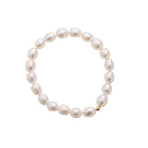 Natural Freshwater Pearl AAA Grade Rice Shape White Charm <b>Bracelet</b> <b>Elastic</b> Design - Product Image 2