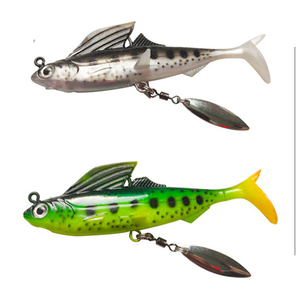 Long Casting Soft Plastic Fishing Lure Swimbait with Spinner for Bass YDHY03