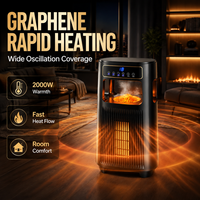 Chauffage Électrique Portable Autonome à Chauffage Rapide, Contrôlé par la Voix (IA), Oscillant, avec Humidification, 1500-2000W, Couverture 21-30m²