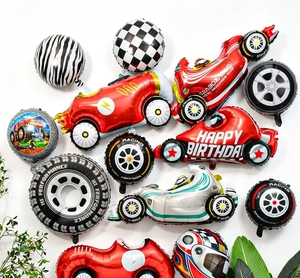 Nouveaux ballons en forme de pneu 18 <span class=keywords><strong>pouces</strong></span>, à carreaux noirs et blancs, en aluminium, thème course pour la décoration de voitures de Formule et de <span class=keywords><strong>rallye</strong></span> - Product Image 2