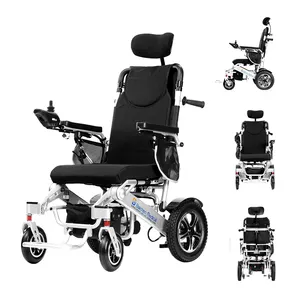 Best Selling Products 2024 Hot Selling Aluminum Luxury Power High-Back Reclining Foldable Electric Wheelchair For Disabled