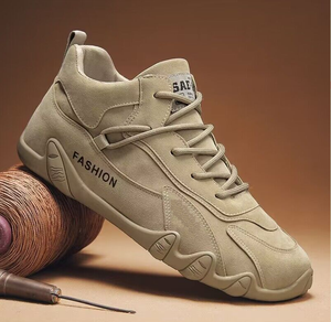 Botas de tobillo de cuero impermeables para hombre, zapatillas deportivas con cordones, estilo casual para motocicleta y caminar. - Product Image 4