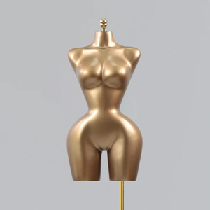 Maniquí <span class=keywords><strong>de</strong></span> <span class=keywords><strong>Mujer</strong></span> Adulta Linghua, Medio Cuerpo, <span class=keywords><strong>de</strong></span> Fibra <span class=keywords><strong>de</strong></span> Vidrio, con Caderas Anchas y <span class=keywords><strong>Busto</strong></span> Curvilíneo, Estilo con Soporte, Color Dorado - Product Image 6