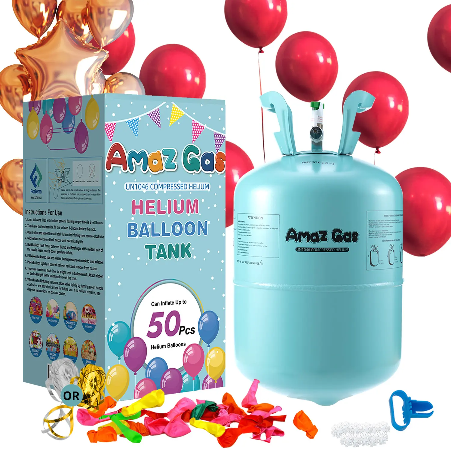 Fabrikant Wegwerp Helium Gasfles 99.9% Zuiverheid 2.2l 3.3l Ballon Helium Gastanks Voor Het Vullen Van Ballonnen